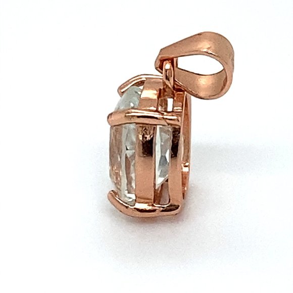 Aquamarine 1.30ct Rose Gold Finish Silver Pendant - Picture 6 of 7